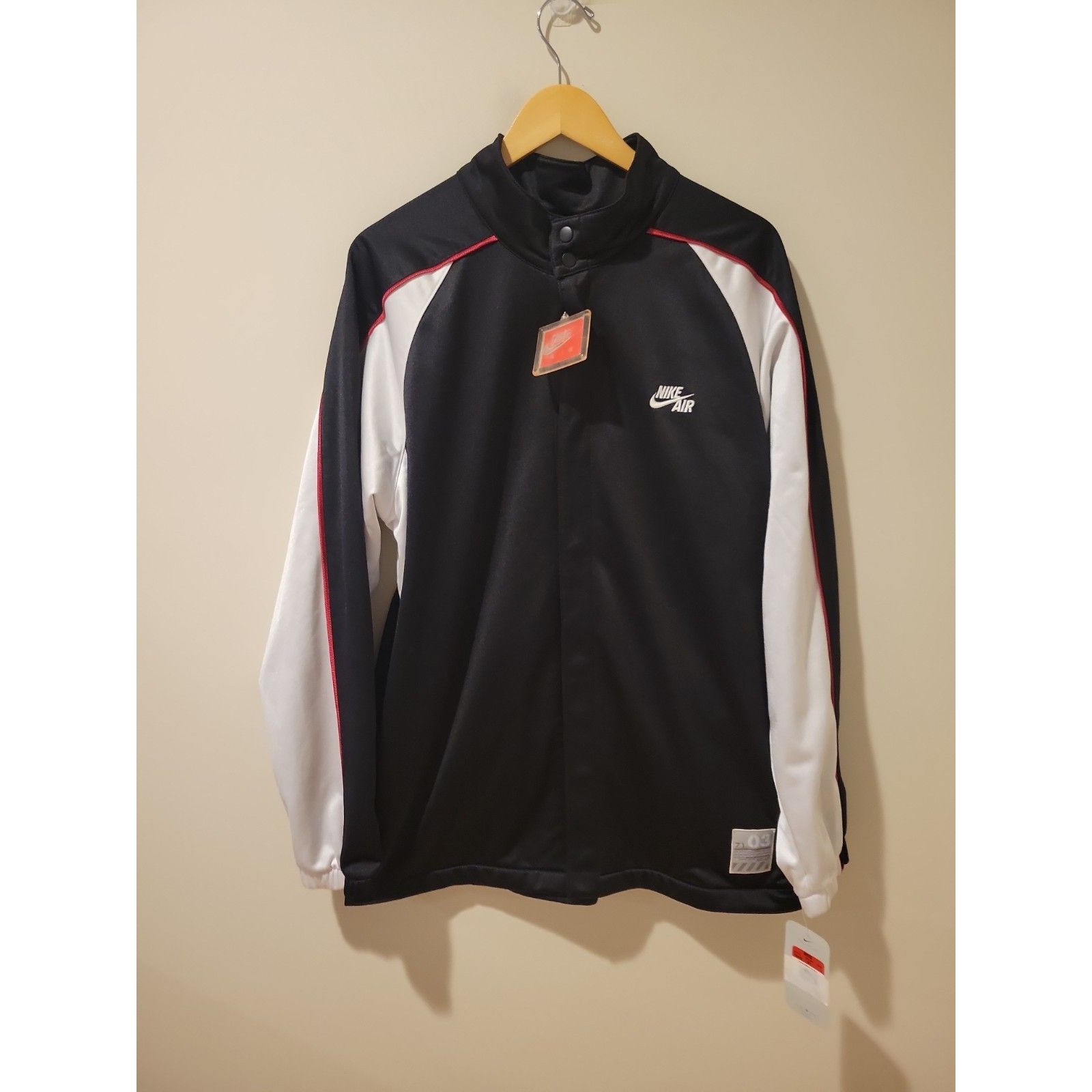Nwt Vintage Y2k Nike Track Jacket Mens Large Black White Red Full Zip Retro